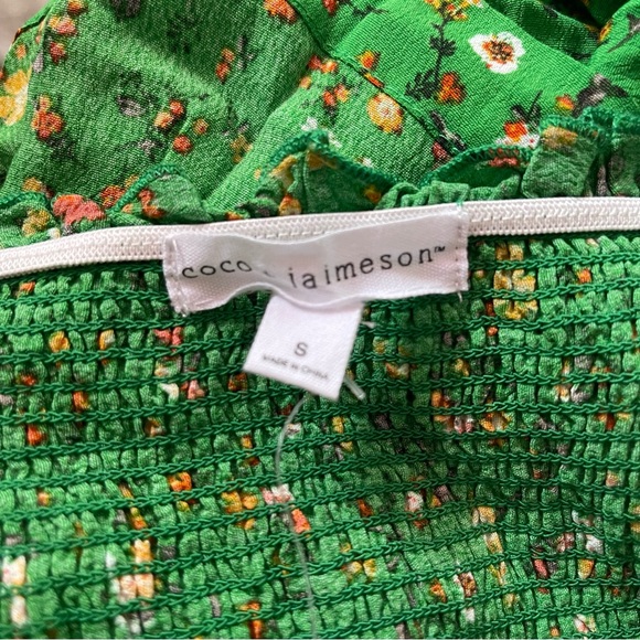 Green Floral Print Smocked Belted Coco + Jaimeson Girls Romper - Picture 6 of 6